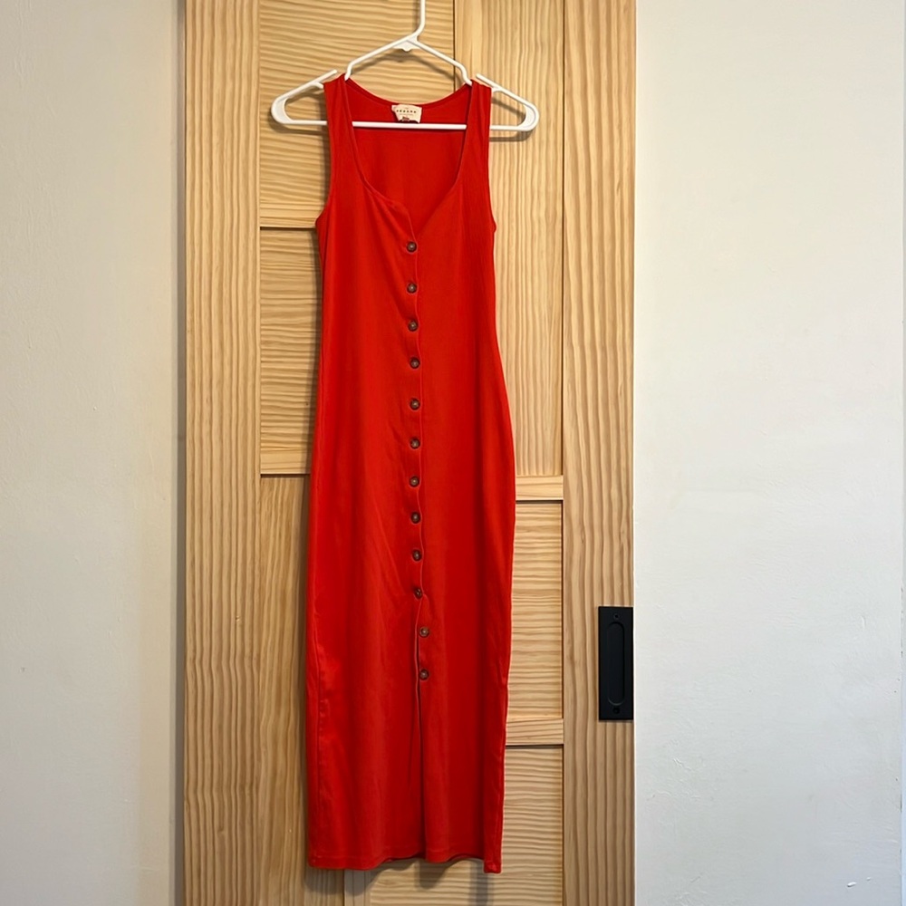 Sézane red coral Fabiola dress sz S